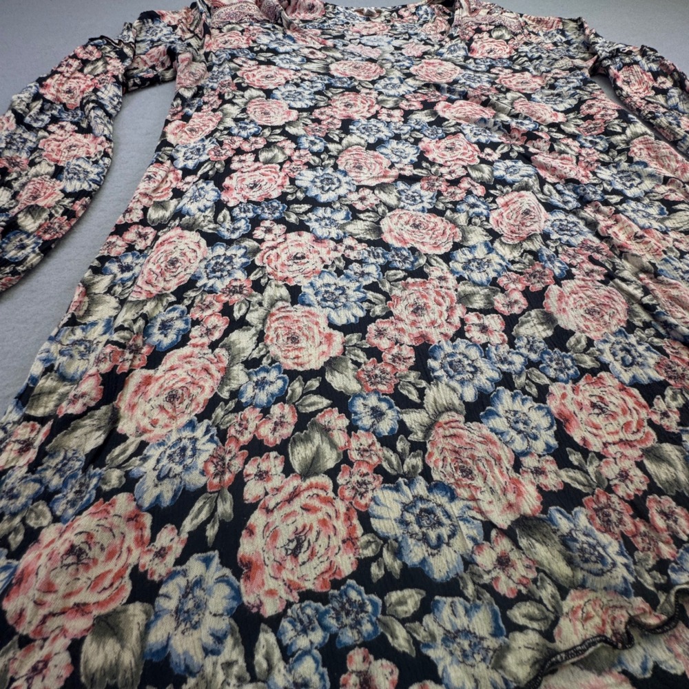 Billabong Dress Women's Size Large Long Sleeve Floral Short Dress Hippie Cottage - Picture 2 of 7